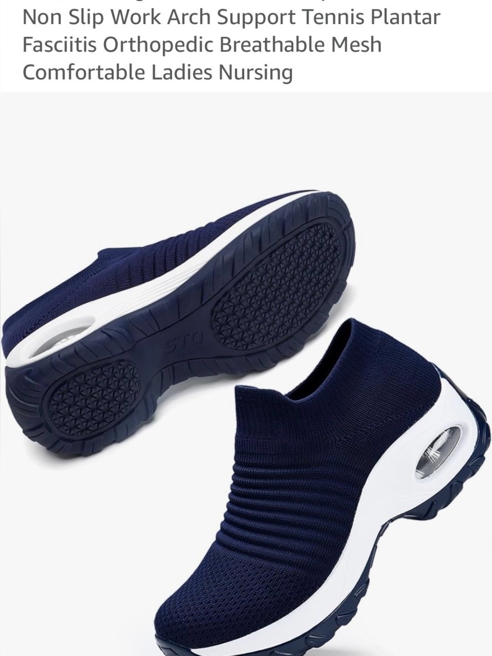 Breathable Slip-On Knit Walking Navy Blue Sneakers - New in Box Size 7.5 Women’s